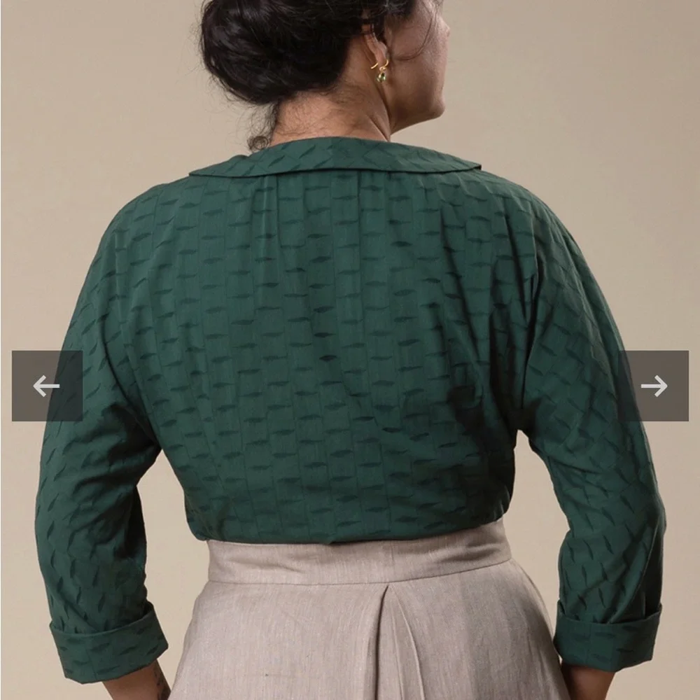 Emmy Design Size 42 Darling Dolma Blouse Green Feather - Picture 7 of 8